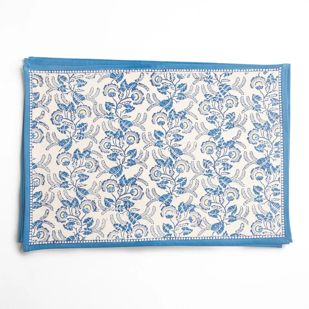 Gardenia Vine Azure Placemat | Set of 4 - Image 3