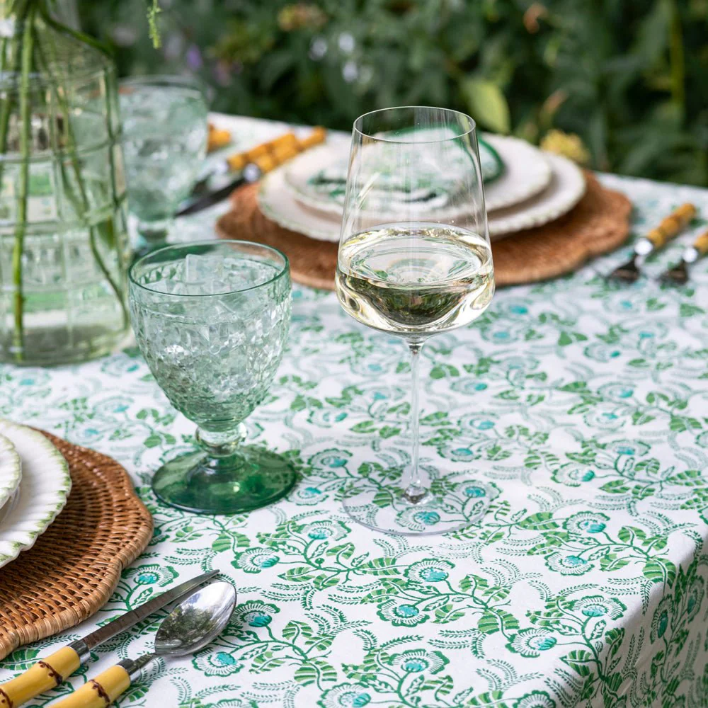 Gardenia Vine Emerald Tablecloth - Image 2