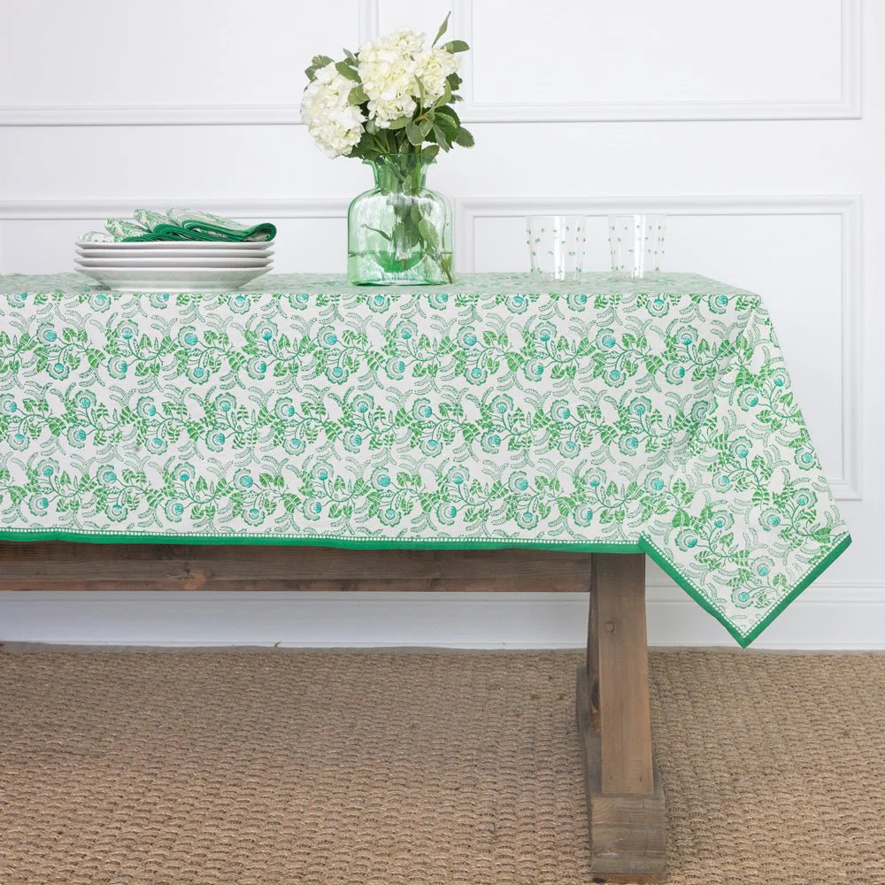 Gardenia Vine Emerald Tablecloth - Image 5