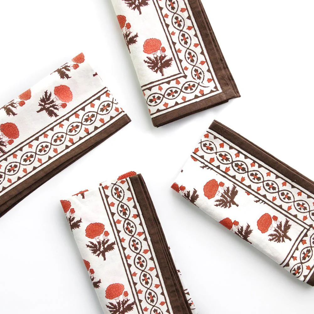 Gaya Brown & Persimmon Napkin | Set of 4 - Image 3