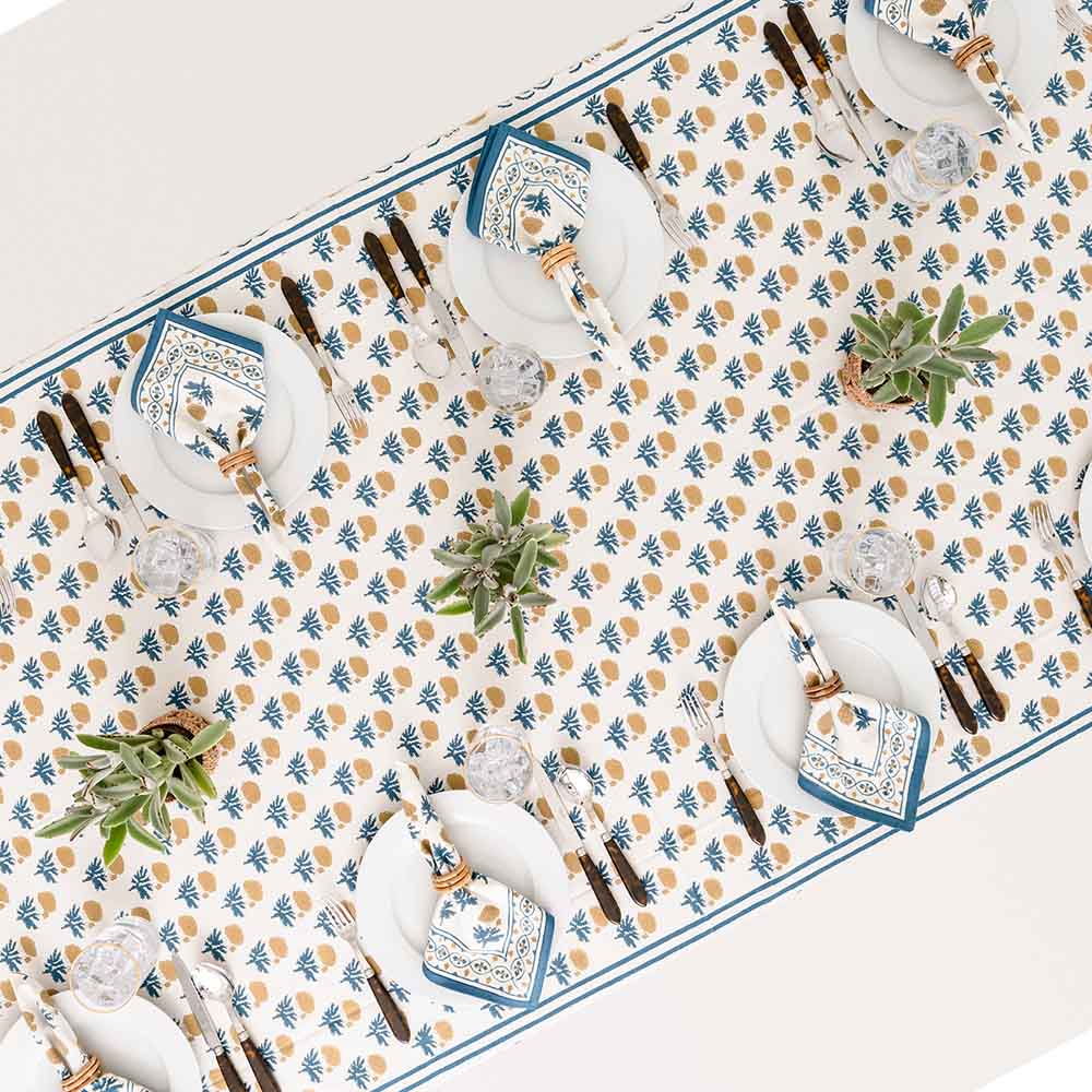 Gaya Teal & Marigold Tablecloth - Image 3