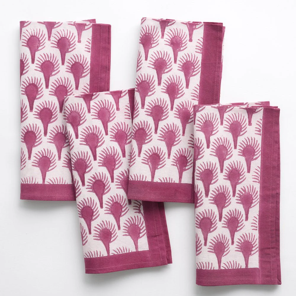 Geo Feather Fuchsia Napkin | Set of 4