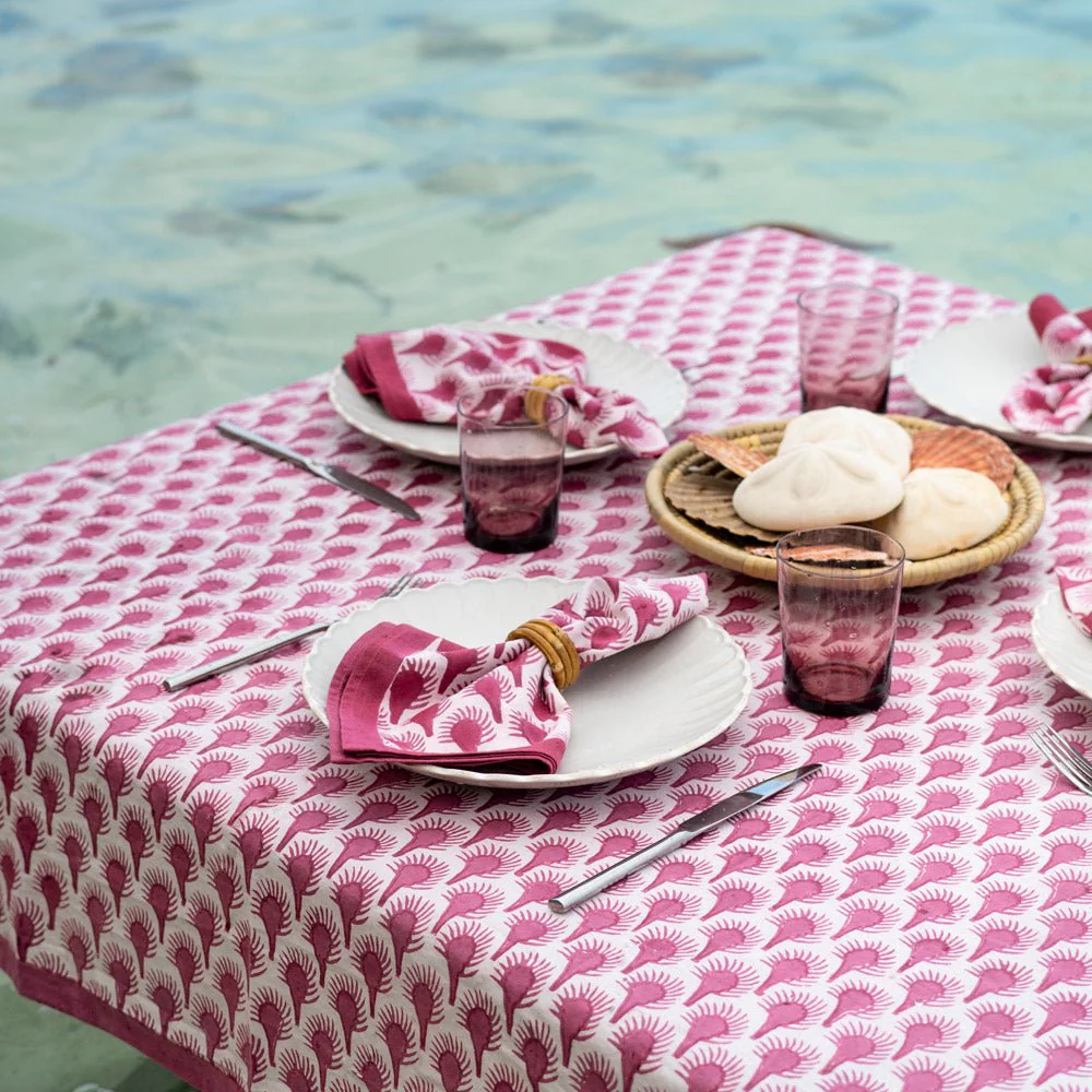 Geo Feather Fuchsia Napkin | Set of 4 - Image 3