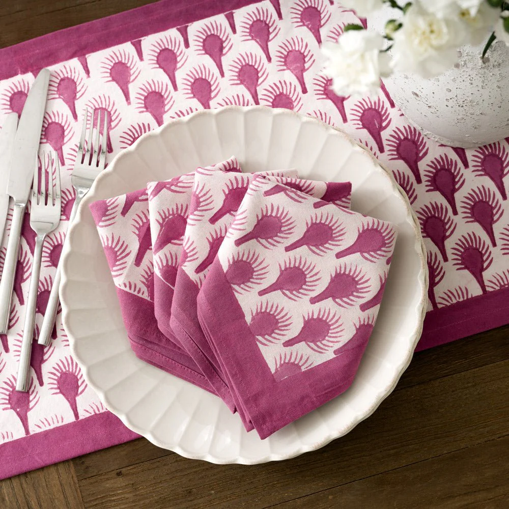 Geo Feather Fuchsia Napkin | Set of 4 - Image 4