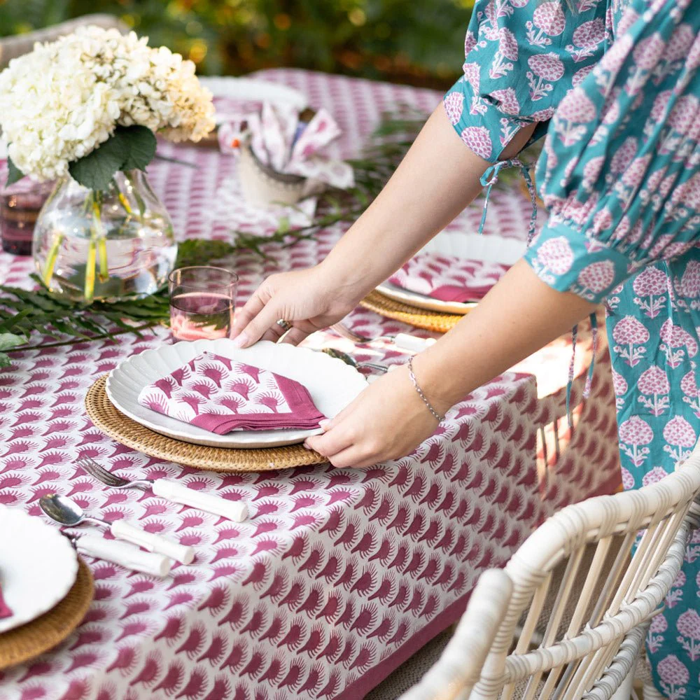 Geo Feather Fuchsia Napkin | Set of 4 - Image 5