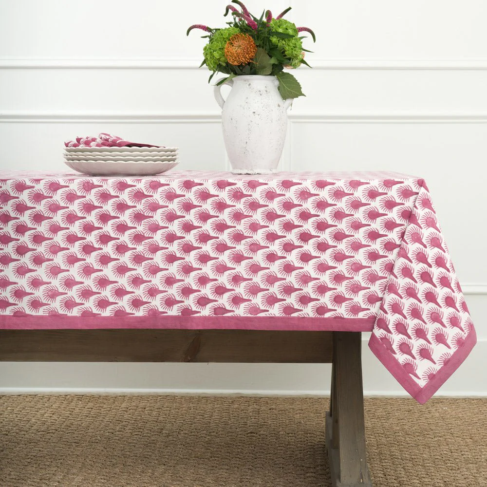 Geo Feather Fuchsia Tablecloth - Image 4