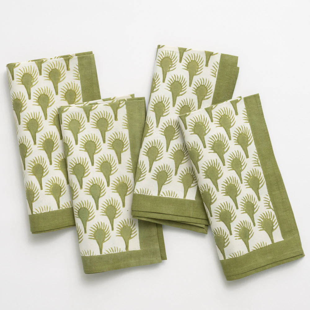 Geo Feather Moss Napkin | Set of 4 - Image 3