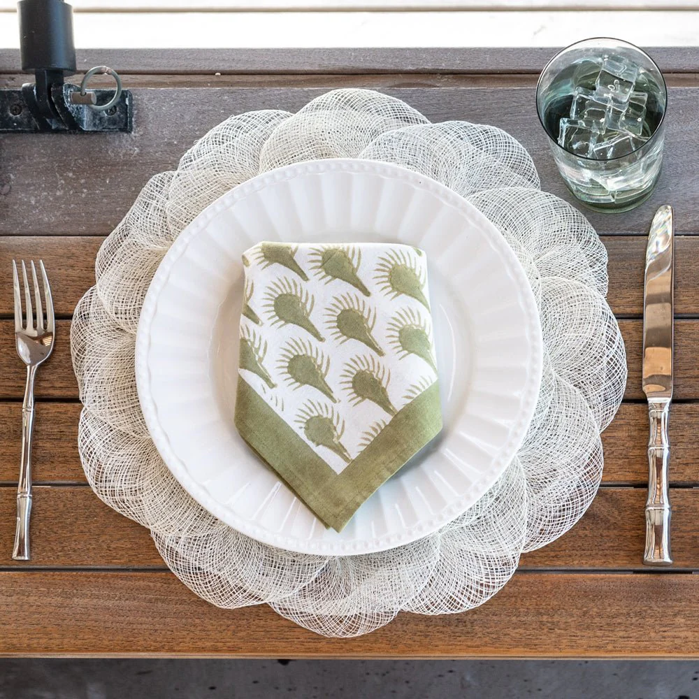 Geo Feather Moss Napkin | Set of 4 - Image 4