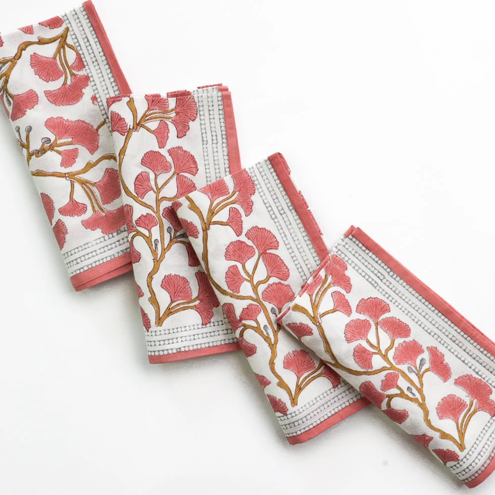 Ginkgo Coral Napkin | Set of 4 - Image 5