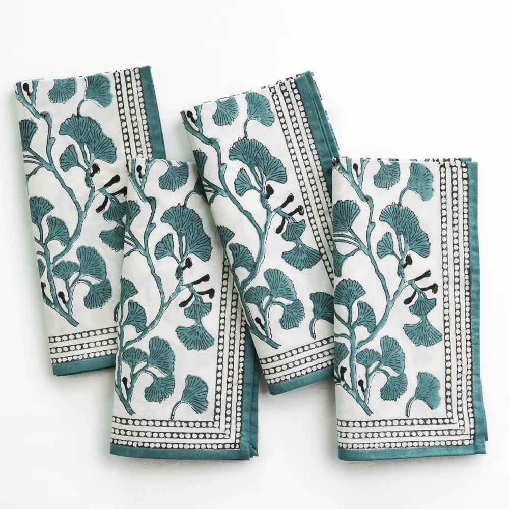 Ginkgo Teal Napkins | Set of 4 - Image 2