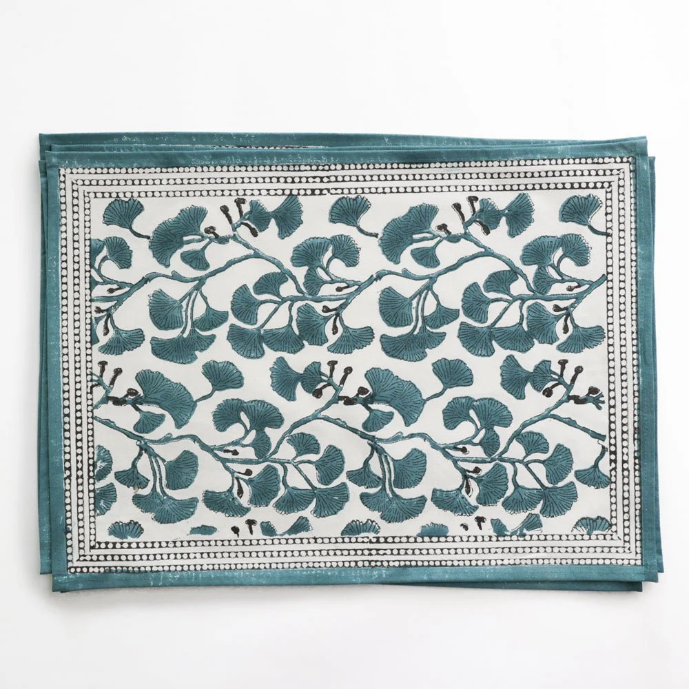 Ginkgo Teal Placemat | Set of 4 - Image 2
