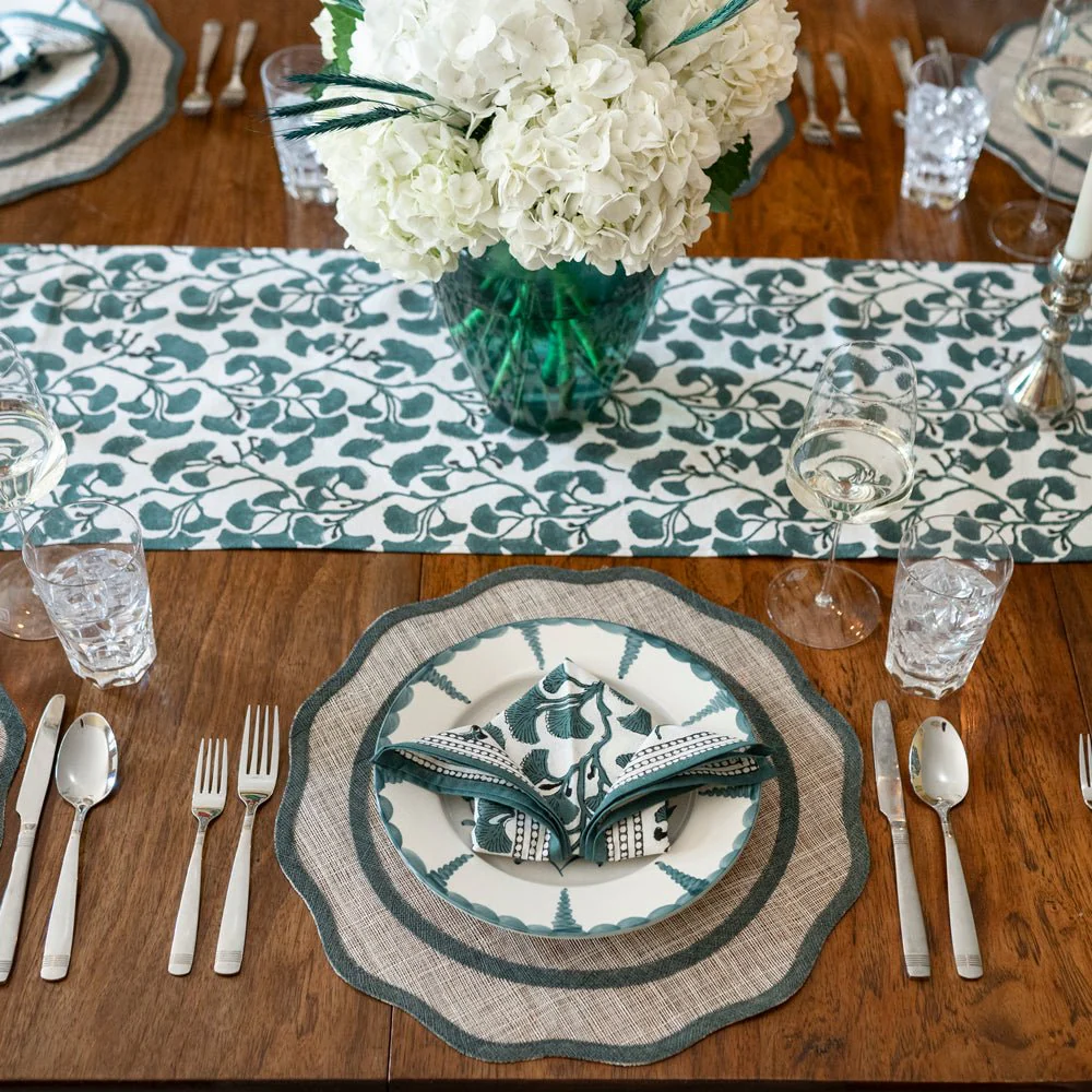 Ginkgo Teal Table Runner - Image 2
