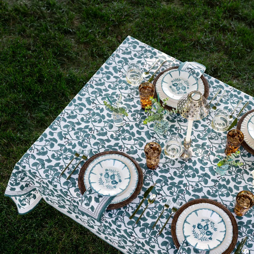 Ginkgo Teal Tablecloth - Image 3