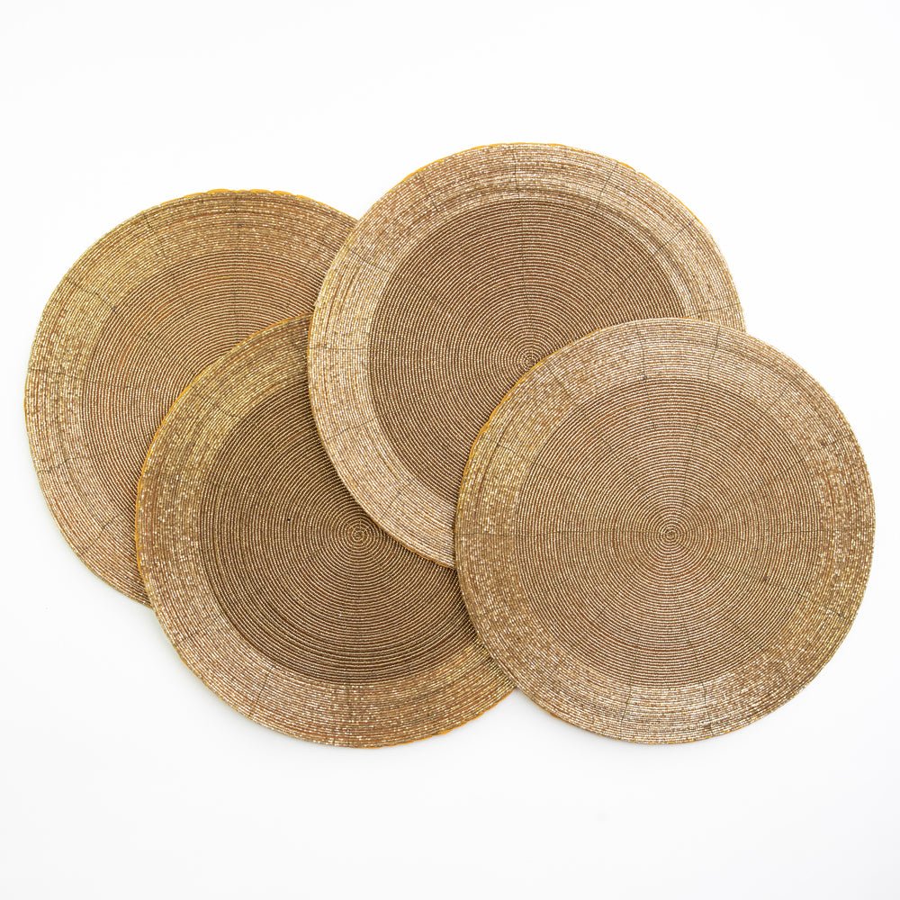 Gold Round Beaded Placemat | Set of 4