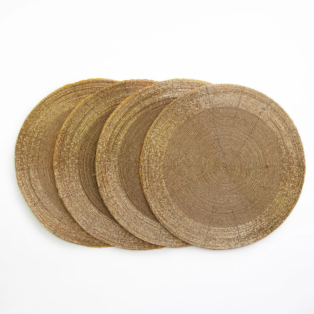 Gold Round Beaded Placemat | Set of 4 - Image 2