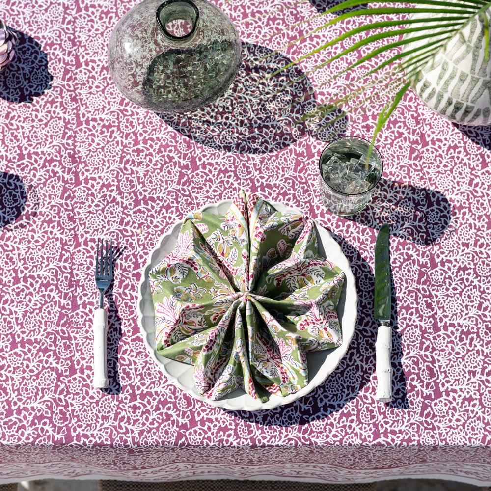 Grecian Palm Fern & Magenta Napkin | Set of 4 - Image 2
