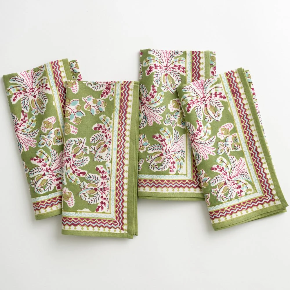 Grecian Palm Fern & Magenta Napkin | Set of 4 - Image 3