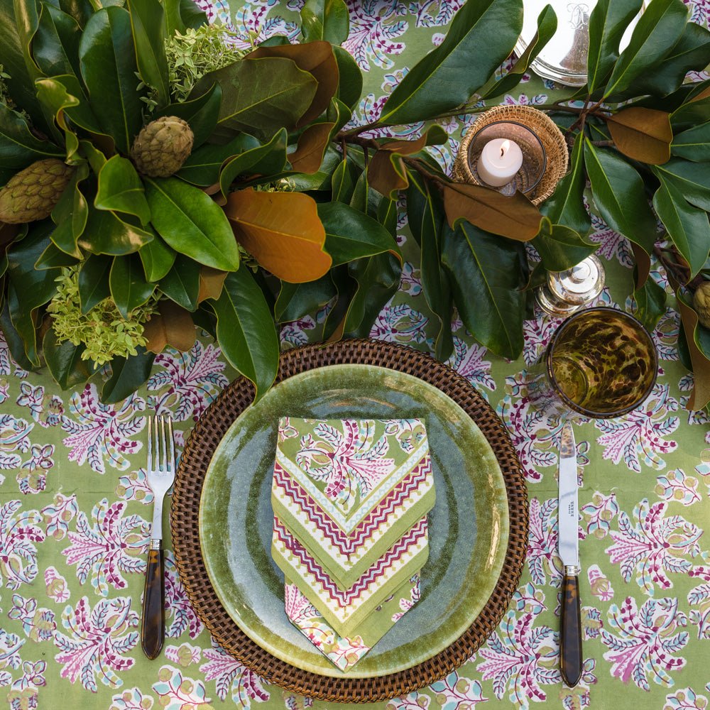 Grecian Palm Fern & Magenta Napkin | Set of 4 - Image 4