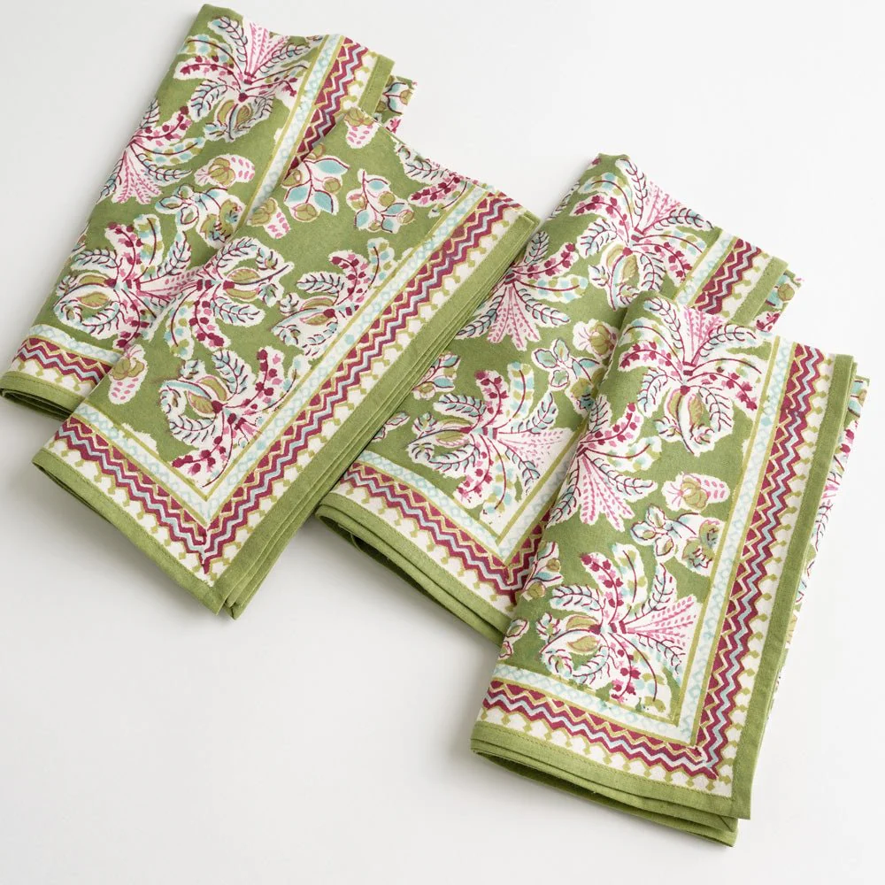 Grecian Palm Fern & Magenta Napkin | Set of 4 - Image 5