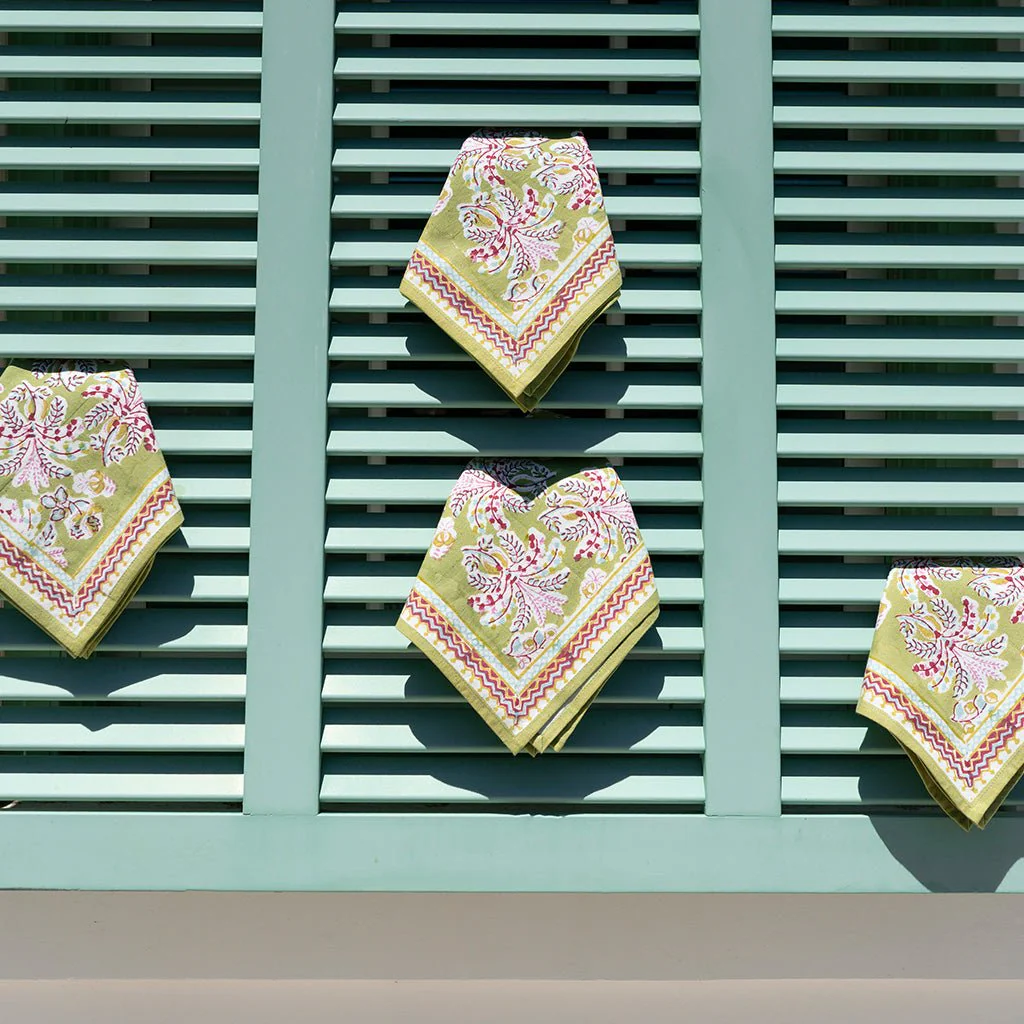 Grecian Palm Fern & Magenta Napkin | Set of 4 - Image 6