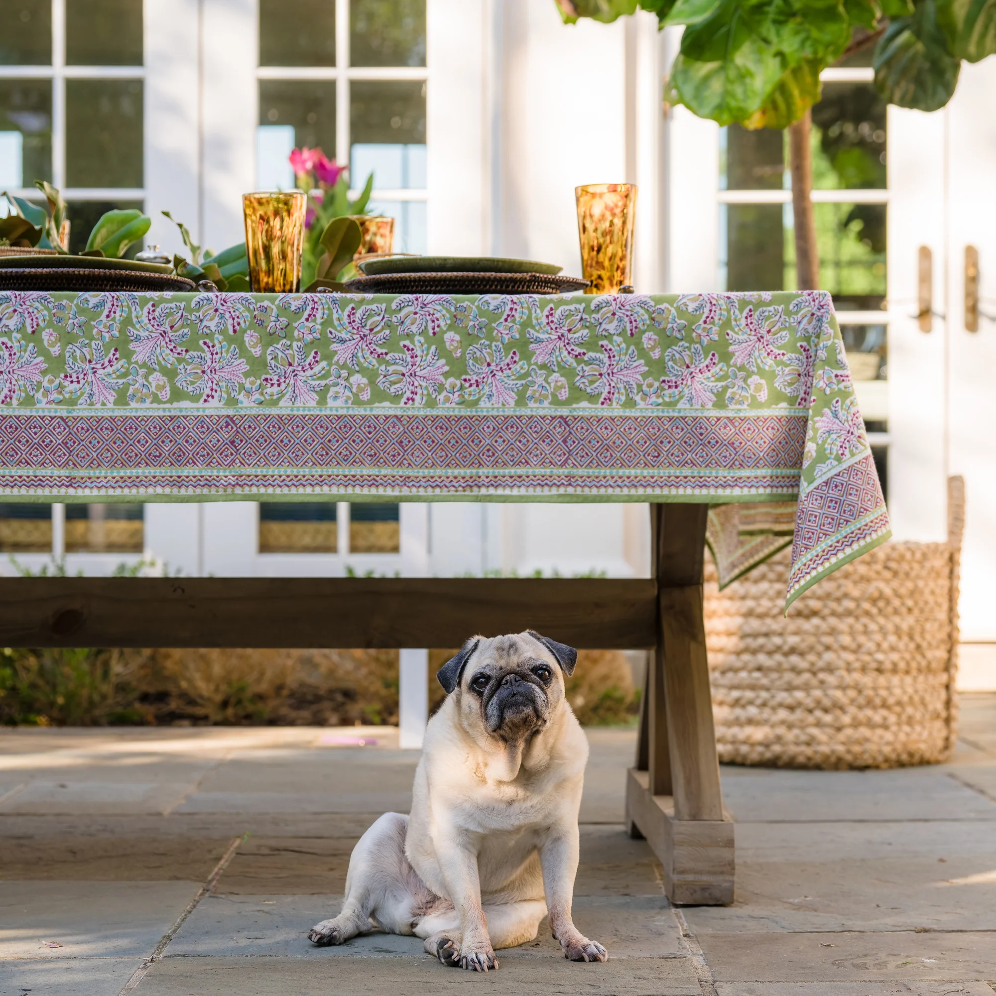 Grecian Palm Fern & Magenta Tablecloth - Image 7