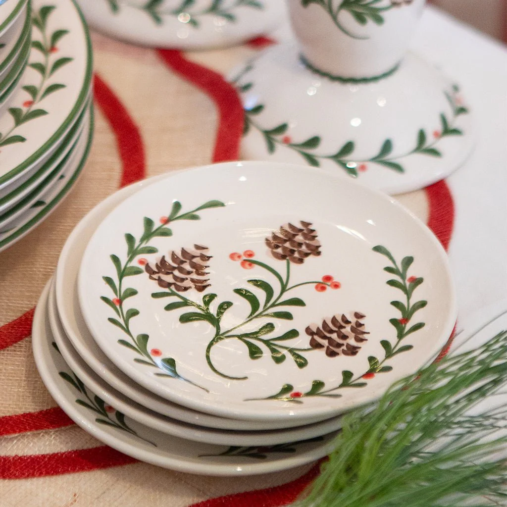 Holly & Pinecones Appetizer Plate | Set of 4 - Image 3