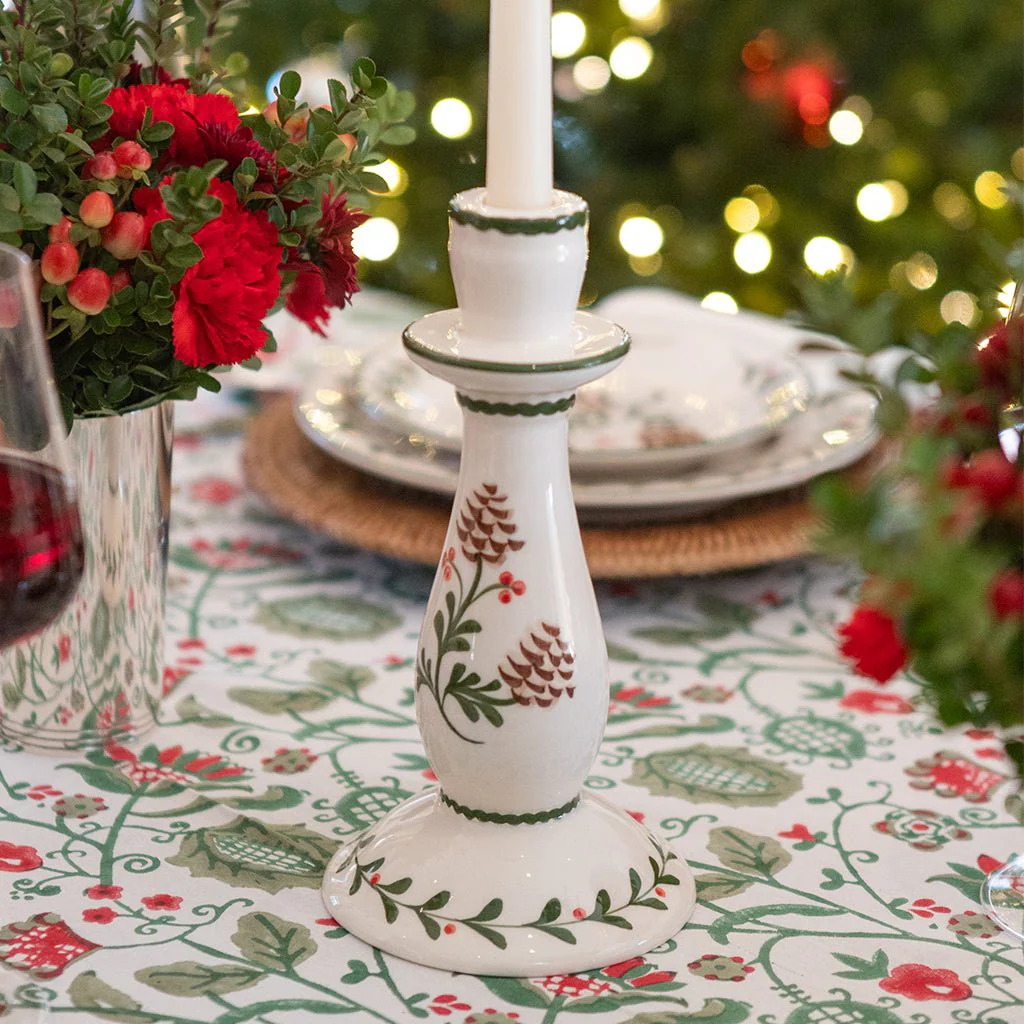 Holly & Pinecones Candlesticks | Set of 2 - Image 3