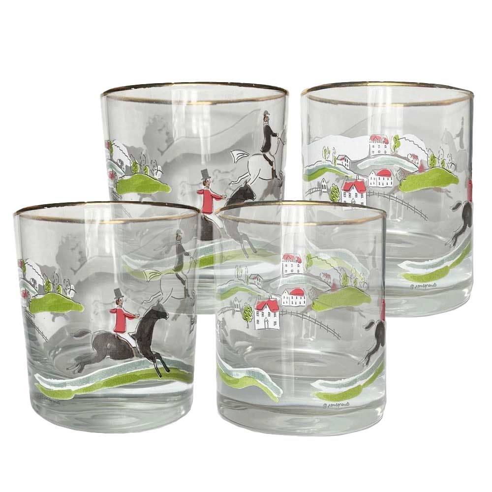 Hunt Scene Bourbon Glass | Set of 4