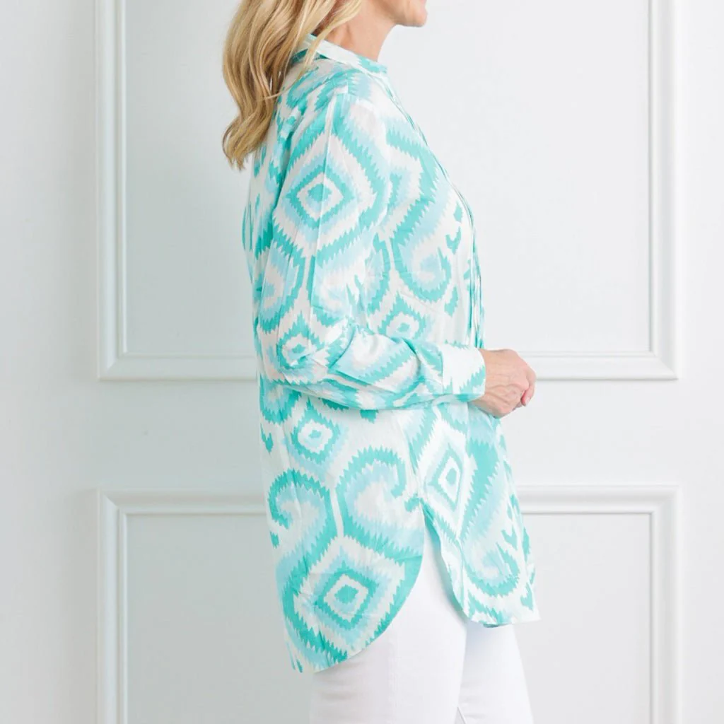 Ikat Azul Pintuck Tunic - Image 3