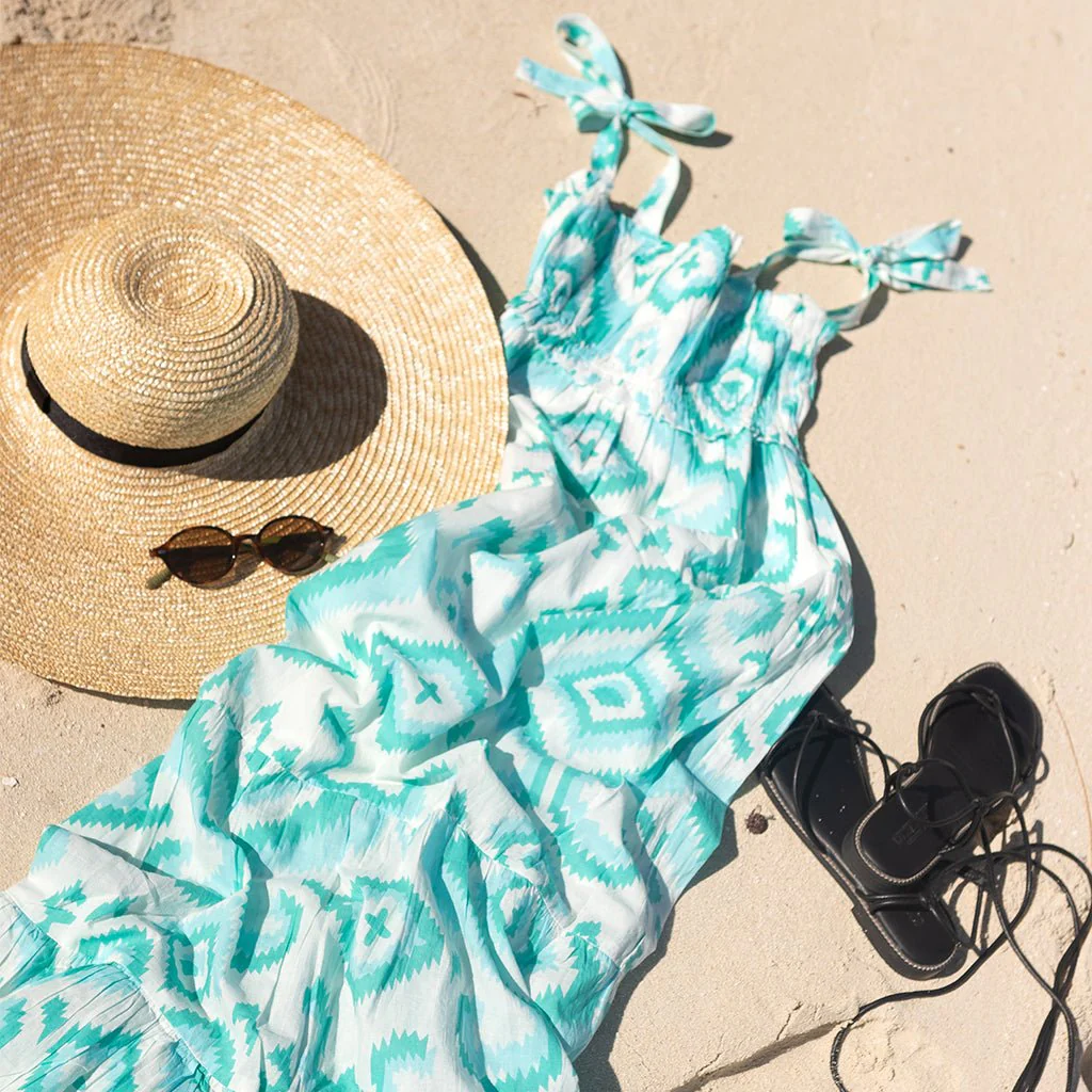 Ikat Azul Strappy Sleeveless Dress - Image 3
