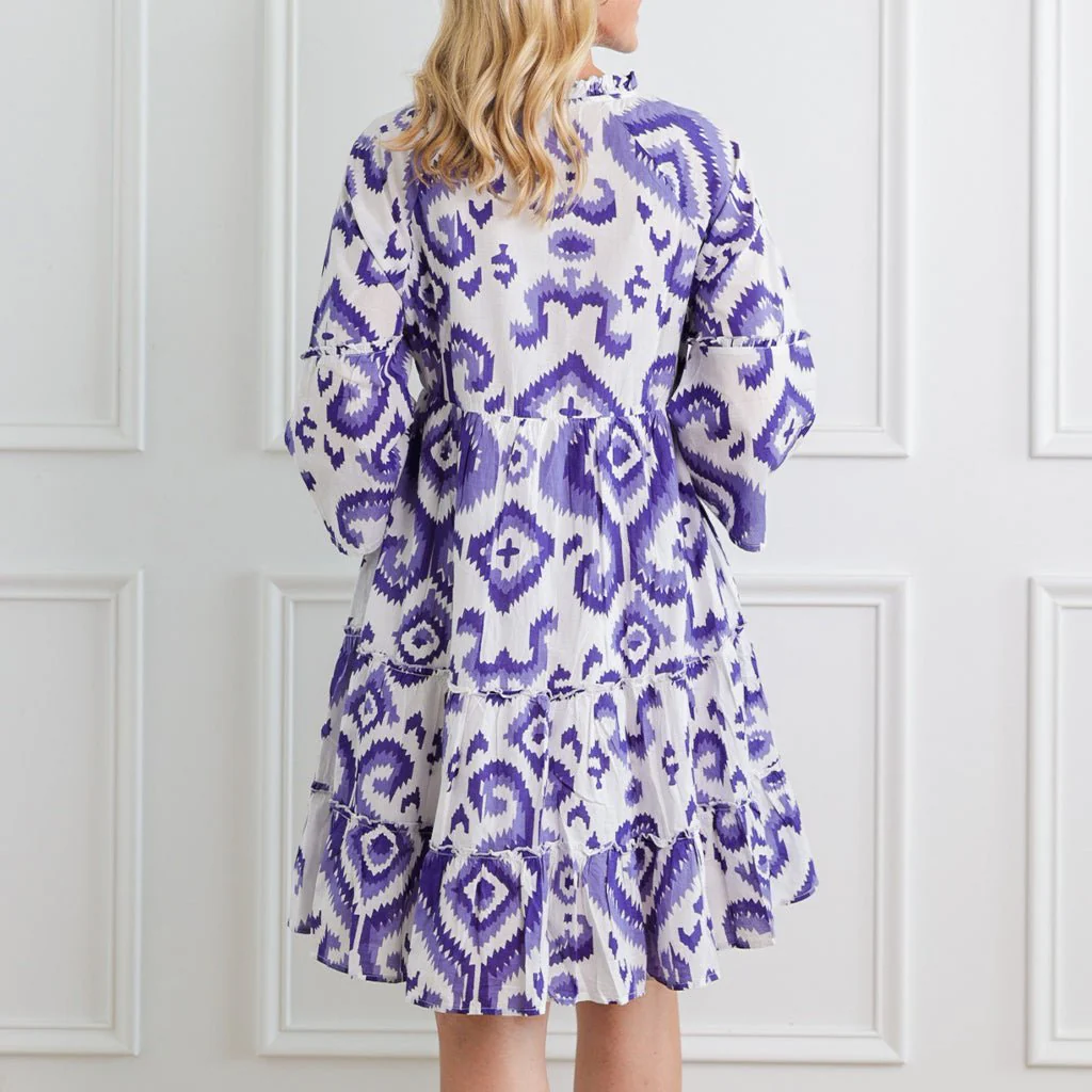 Ikat Very Peri Brook Peplum Dress - Image 3