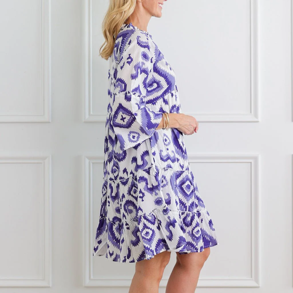 Ikat Very Peri Brook Peplum Dress - Image 4