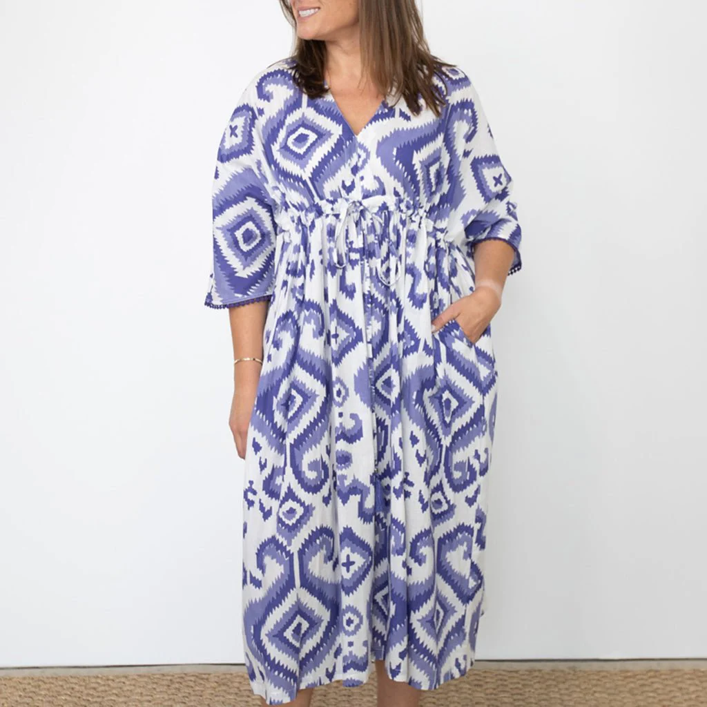 Ikat Very Peri Caftan Coverup