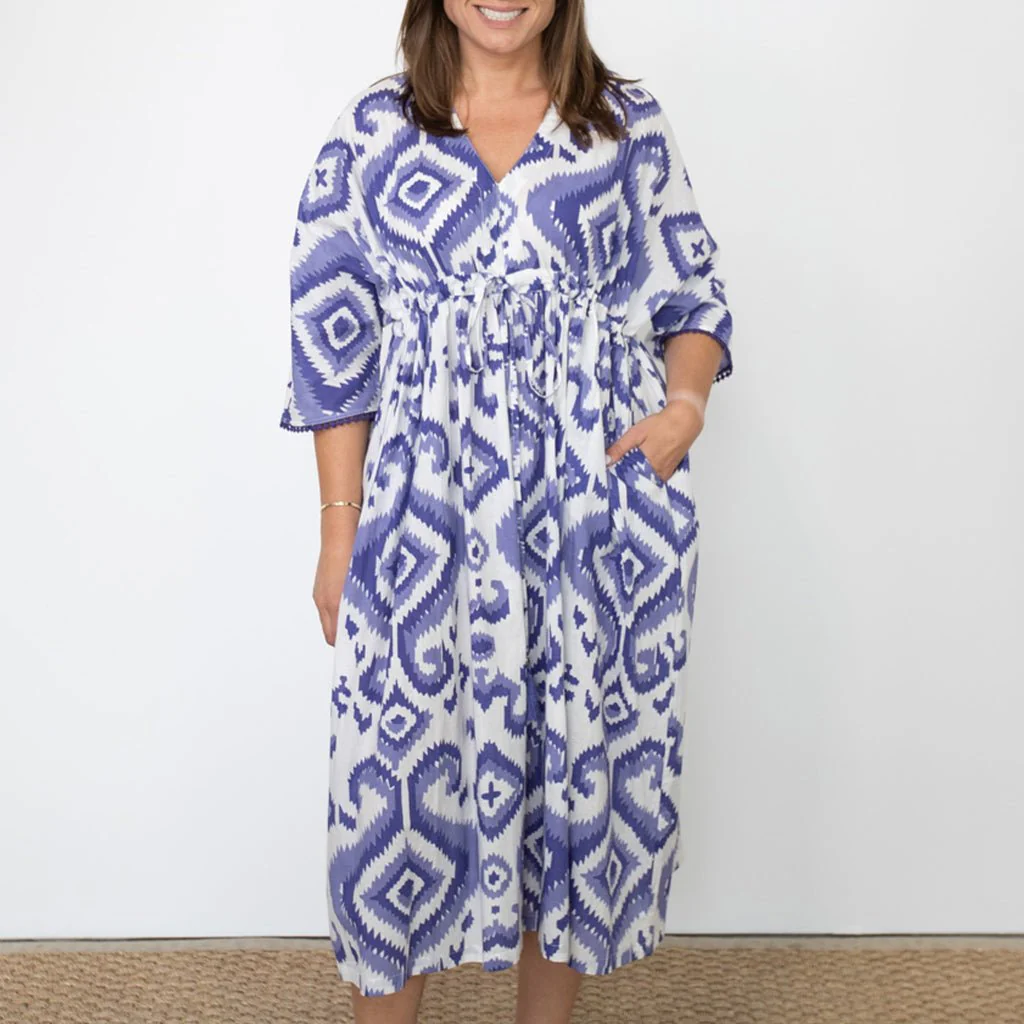 Ikat Very Peri Caftan Coverup - Image 2