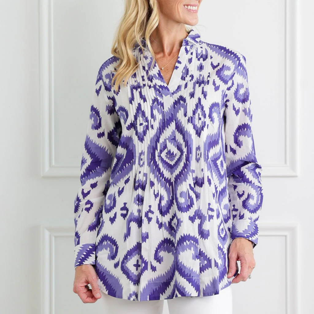 Ikat Very Peri Pintuck Tunic