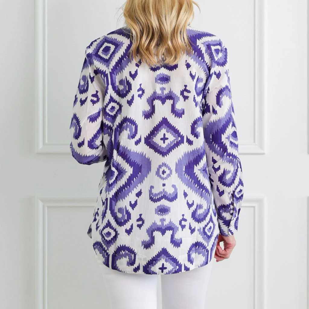 Ikat Very Peri Pintuck Tunic - Image 2