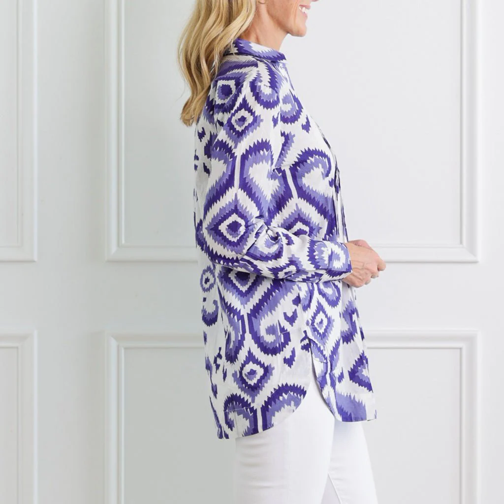 Ikat Very Peri Pintuck Tunic - Image 3