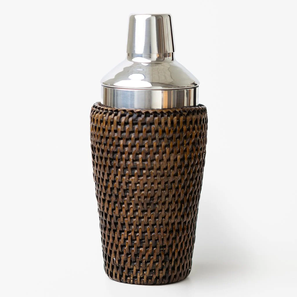 India Hicks Home Antique Brown Rattan Cocktail Shaker - Image 2