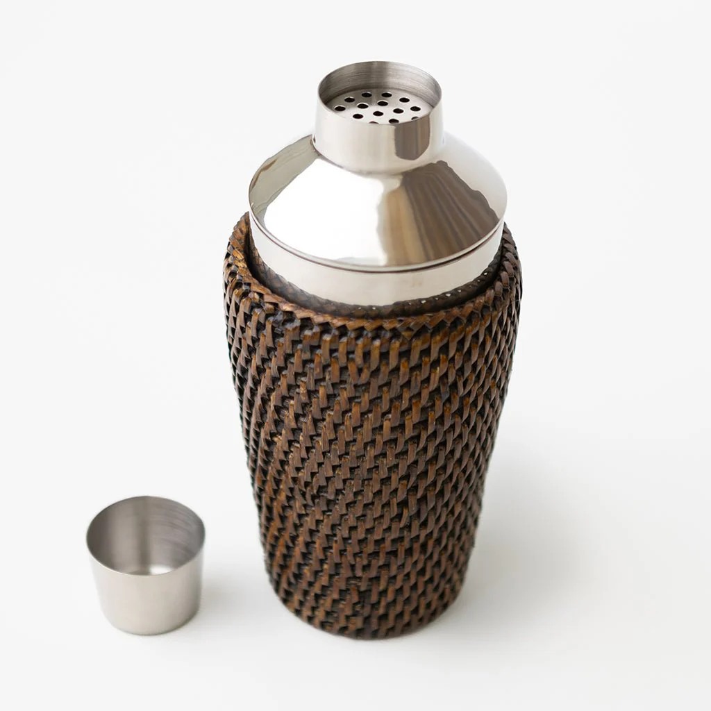 India Hicks Home Antique Brown Rattan Cocktail Shaker - Image 4