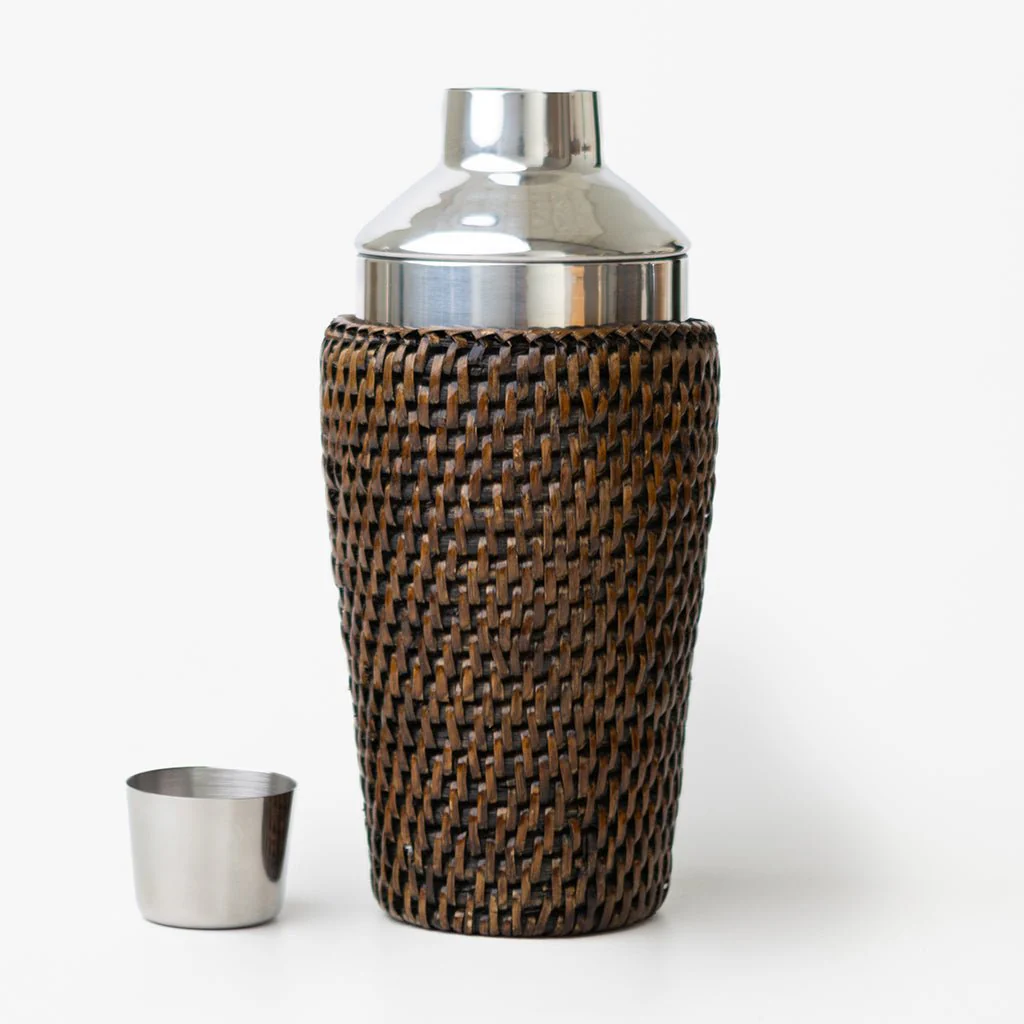 India Hicks Home Antique Brown Rattan Cocktail Shaker - Image 5