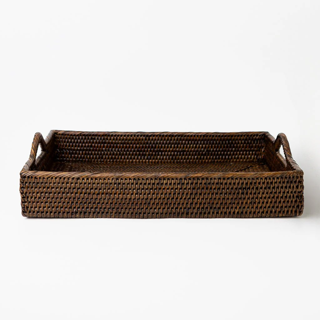 India Hicks Home Antique Brown Rattan Tray - Image 4