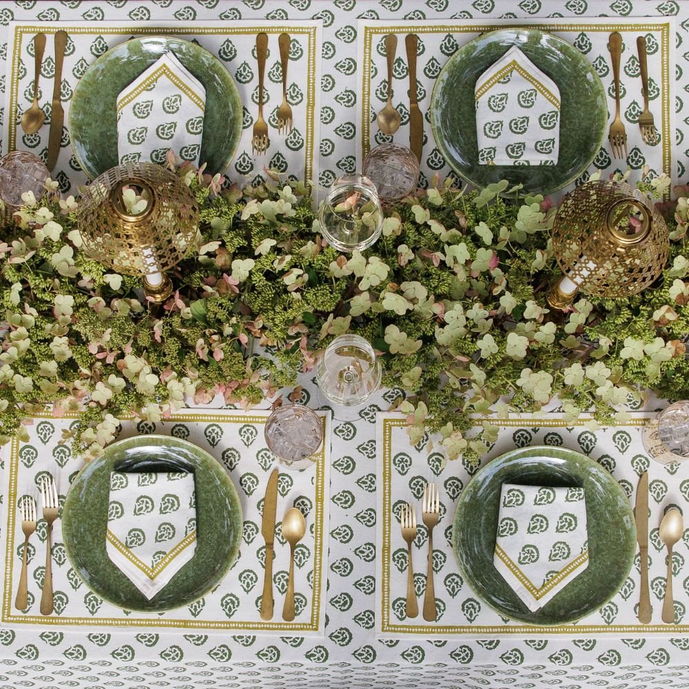 India Hicks Home Carnation Hunter Green Placemat | Set of 4 - Image 3