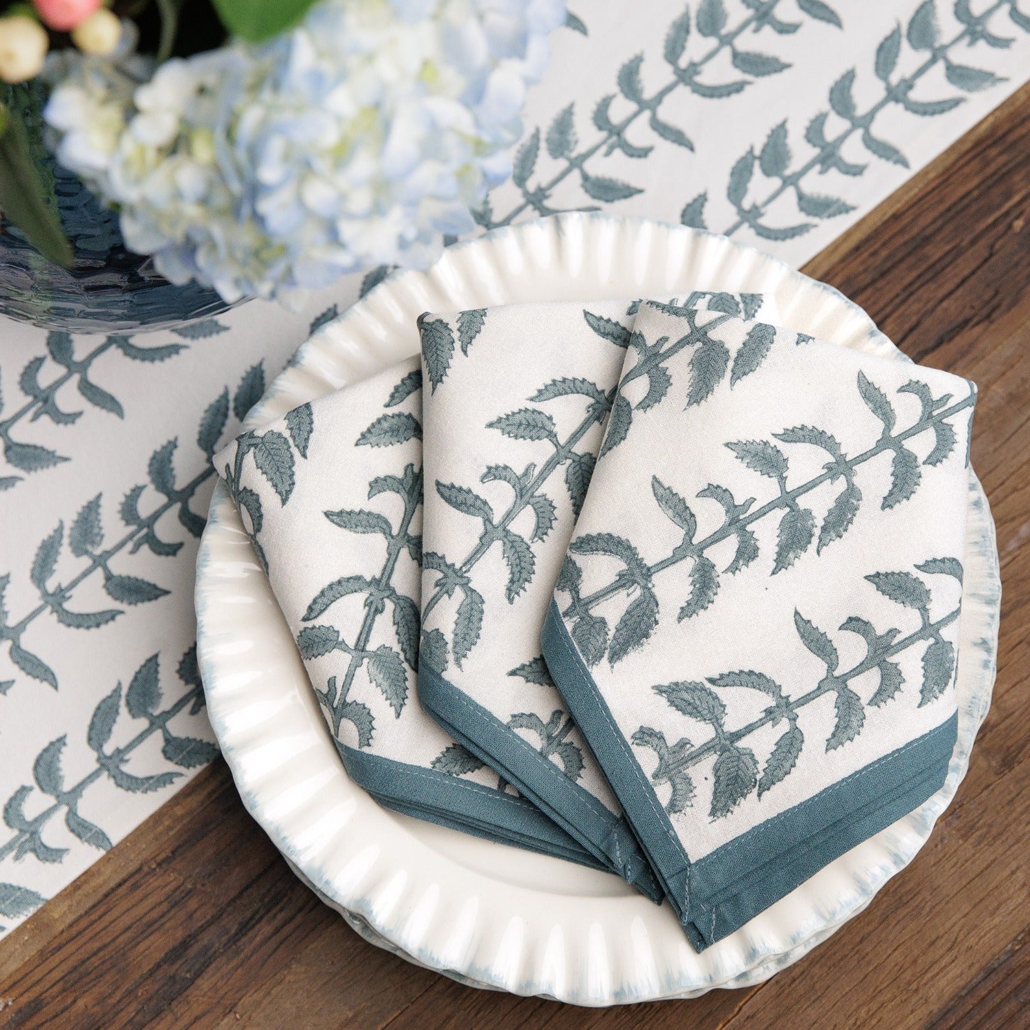 India Hicks Home Climbing Nettle Dusty Sky Napkins | Set of 4