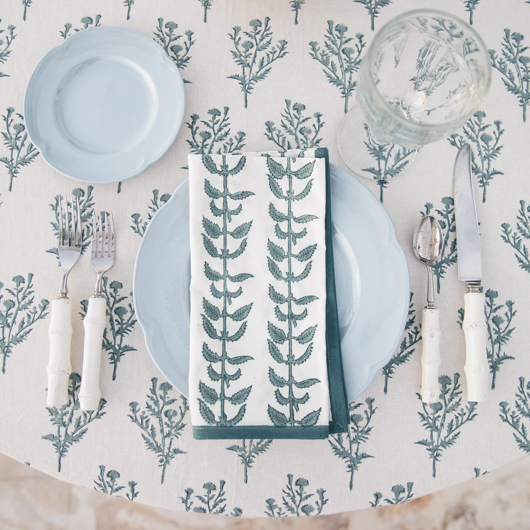 India Hicks Home Climbing Nettle Dusty Sky Napkins | Set of 4 - Image 2