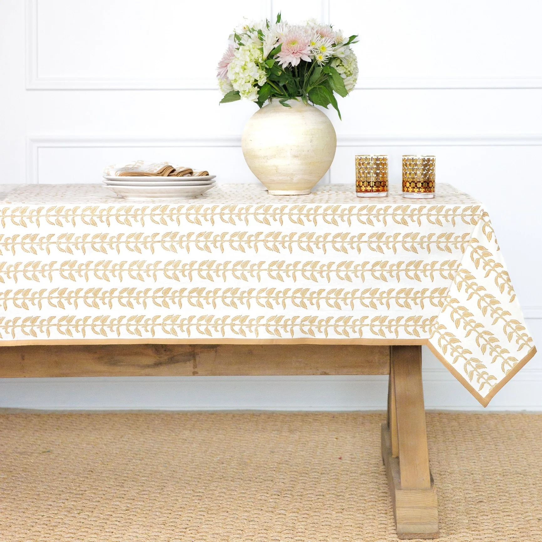 India Hicks Home Climbing Nettle Sand Tablecloth - Image 5