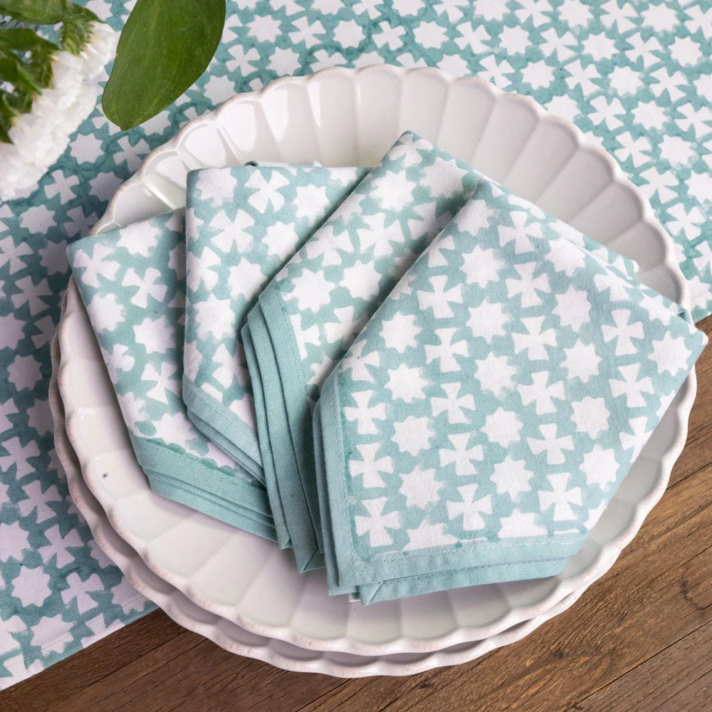 India Hicks Home Cuban Cross Palladian Blue Napkin | Set of 4 - Image 2