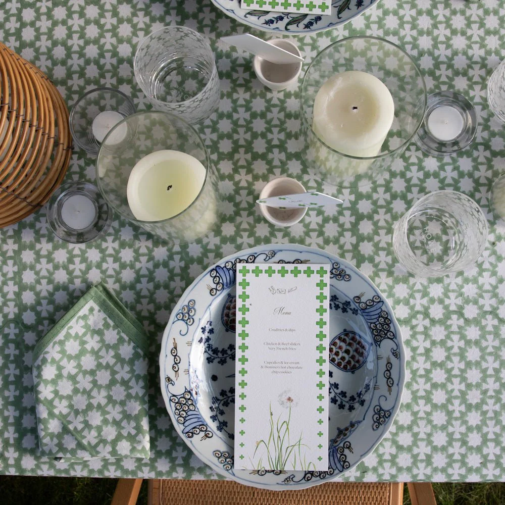 India Hicks Home Cuban Cross Soft Sage Napkin | Set of 4 - Image 3