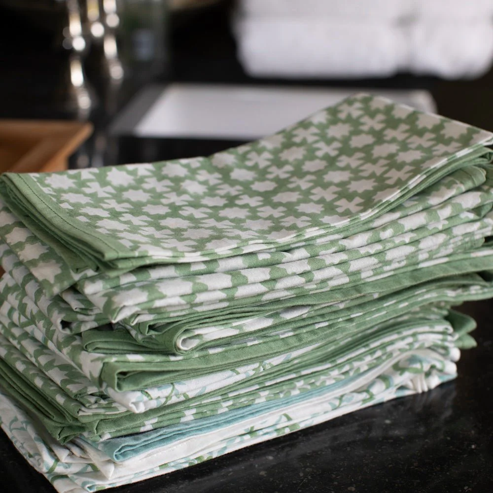 India Hicks Home Cuban Cross Soft Sage Napkin | Set of 4 - Image 4