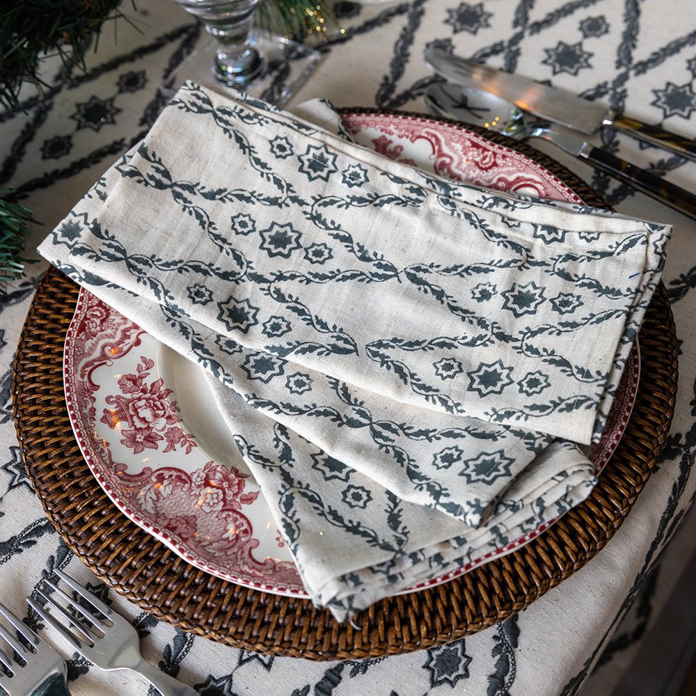 India Hicks Home Diamond Blue Napkins | Set of 4