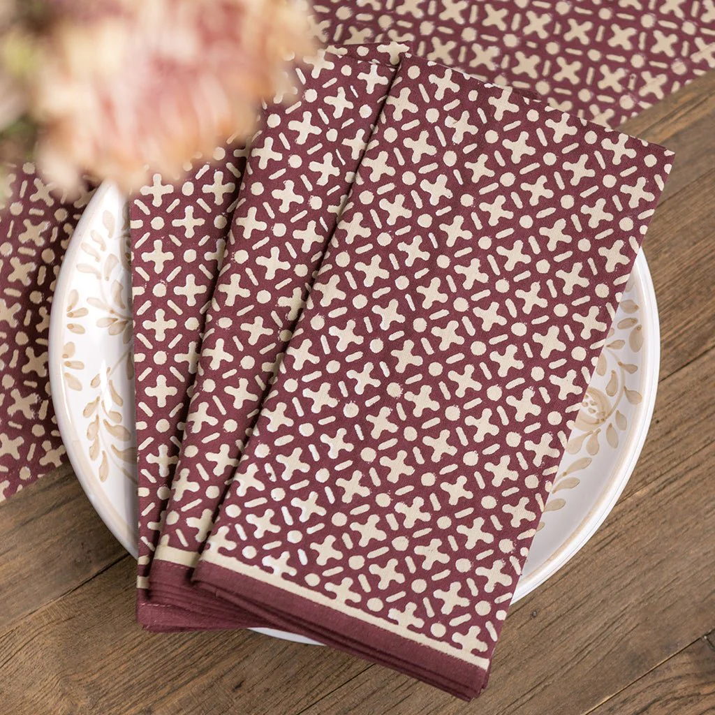 India Hicks Home Full Deck Bordeaux Napkin | Set of 4